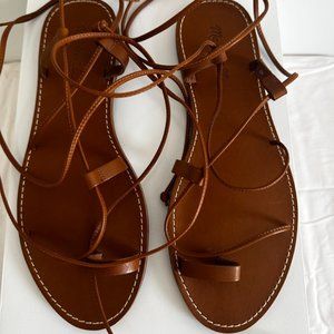 Madewell Boardwalk Tie-Up Leather Flat Sandals Size 10 - Never Worn